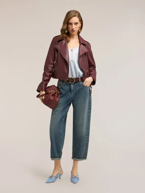 Jeans boyfriend con risvolto Donna, Blu