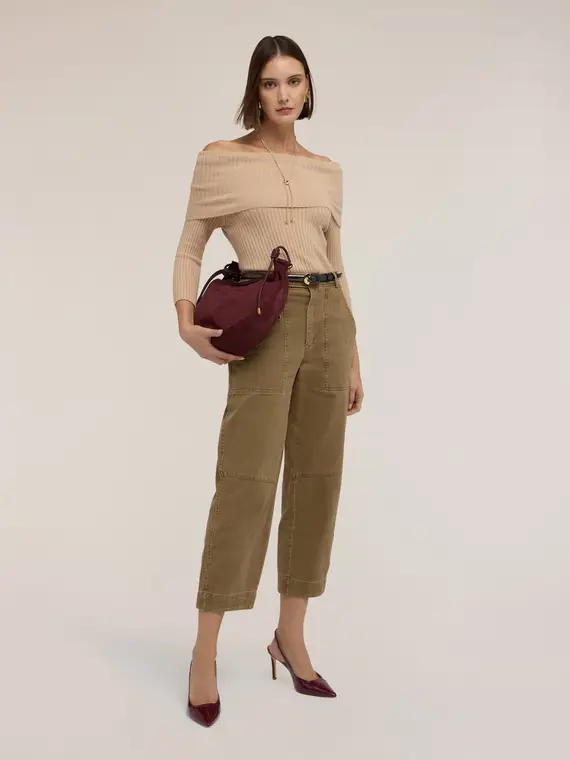 Jeans cargo in cotone armaturato Donna, Beige