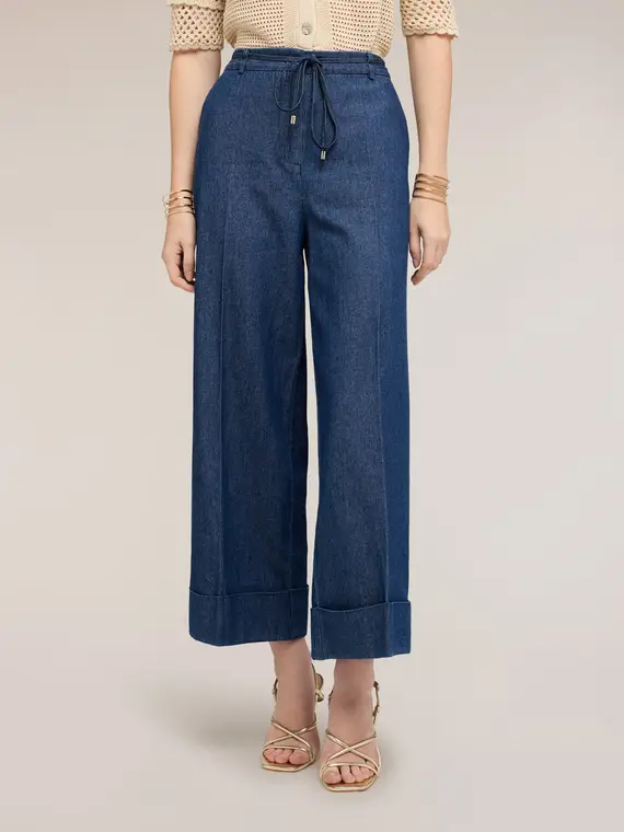 Jeans cropped palazzo con coulisse Donna miniatura 3