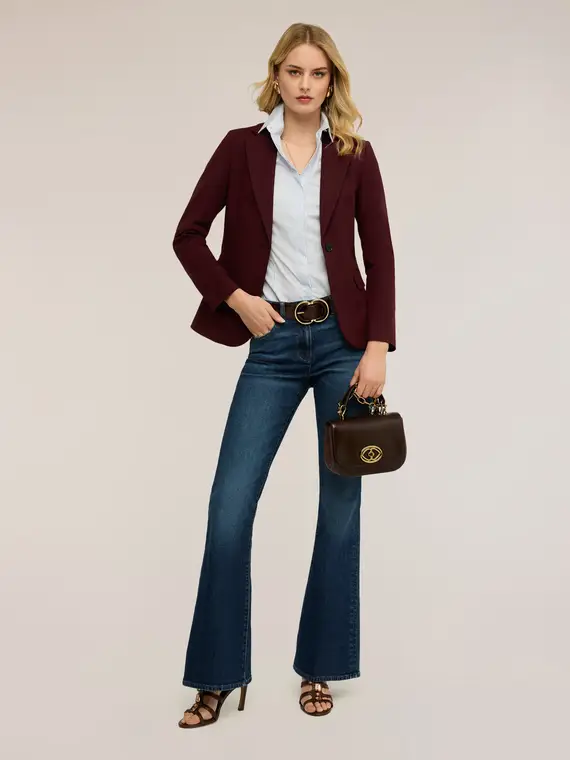 Jeans flare push-up a vita alta Donna, Blu