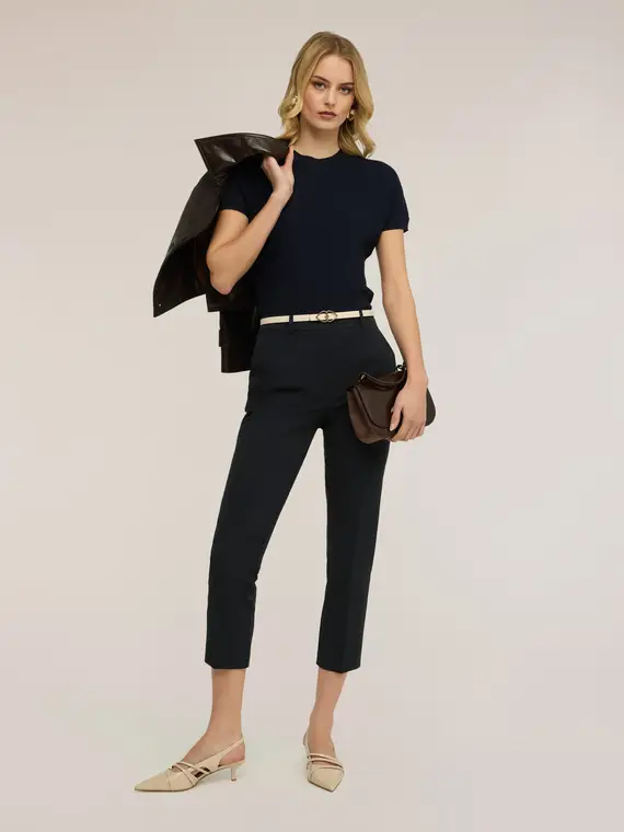 Maglia a coste con manica a kimono Donna, Blu miniatura 3