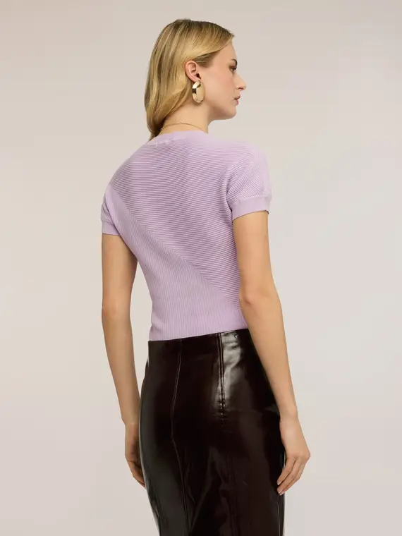 Maglia a coste con manica a kimono Donna, Viola miniatura 2