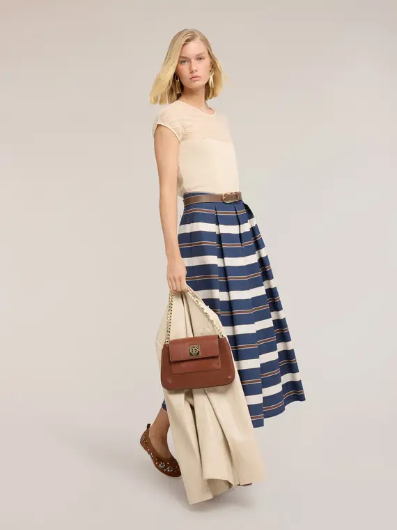 Maglia a righe in misto lino Donna