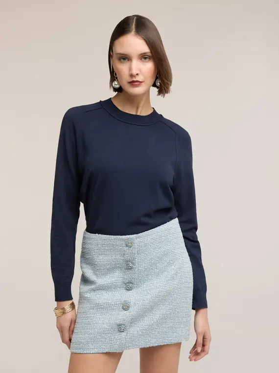 Maglia a righe in misto viscosa Donna, Blu miniatura 3