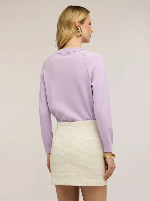 Maglia a righe in misto viscosa Donna, Viola miniatura 2