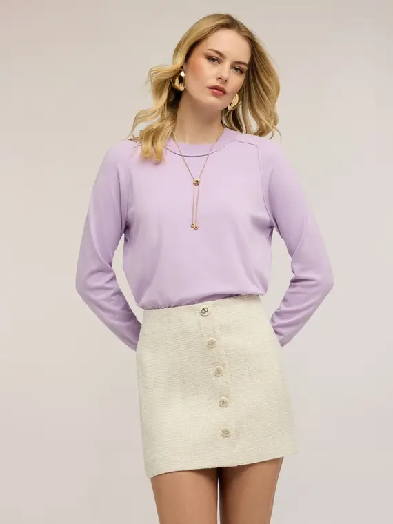 Maglia a righe in misto viscosa Donna, Viola