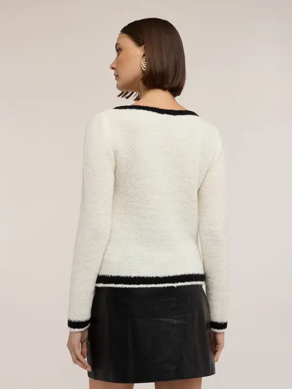 Maglia bouclé in misto lana Donna, Bianco miniatura 2