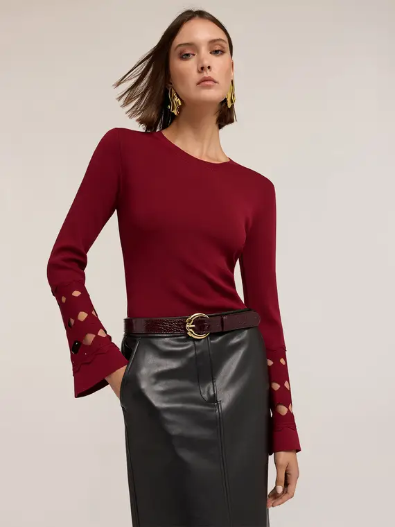 Maglia con cut-out Donna, Bordeaux