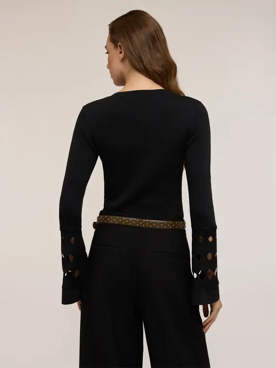 Maglia con cut-out Donna, Nero miniatura 2