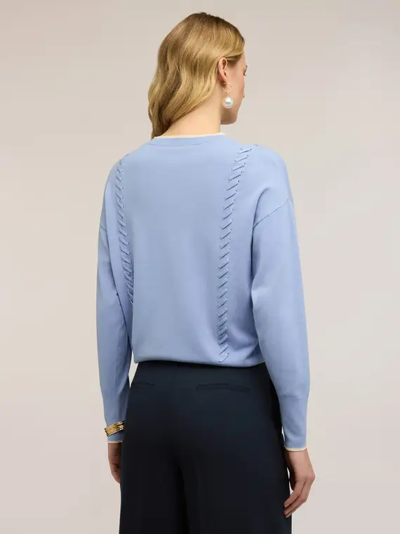 Maglia con impunture decorative Donna, Azzurro miniatura 2