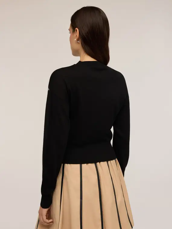 Maglia con inserto trasparente Donna, Nero miniatura 2