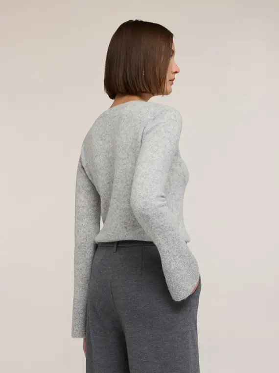 Maglia con maniche a campana e strass Donna, Grigio miniatura 2