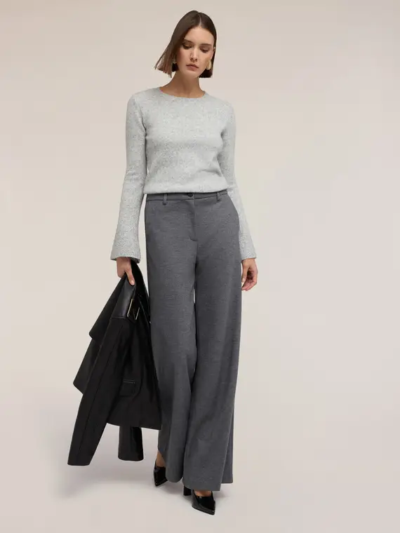 Maglia con maniche a campana e strass Donna, Grigio