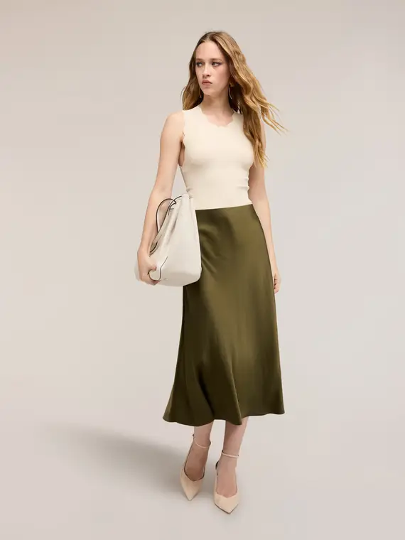 Maglia con smerlatura e cut-out posteriore Donna, Bianco