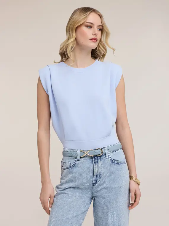 Maglia corta con spalline Donna, Azzurro