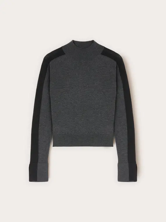 Maglia dolcevita bicolore in misto seta Donna