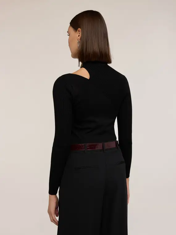 Maglia dolcevita con cut-out asimmetrico Donna, Nero miniatura 2