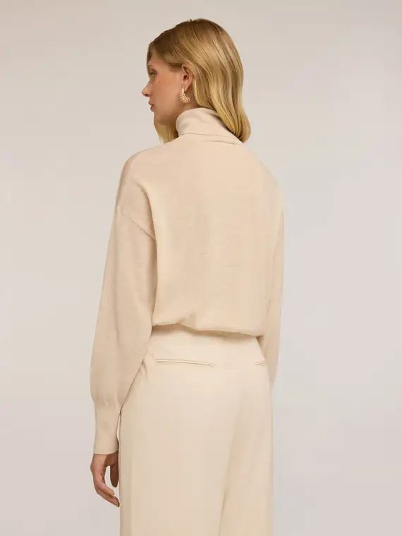 Maglia dolcevita con inserto trasparente Donna, Bianco miniatura 2