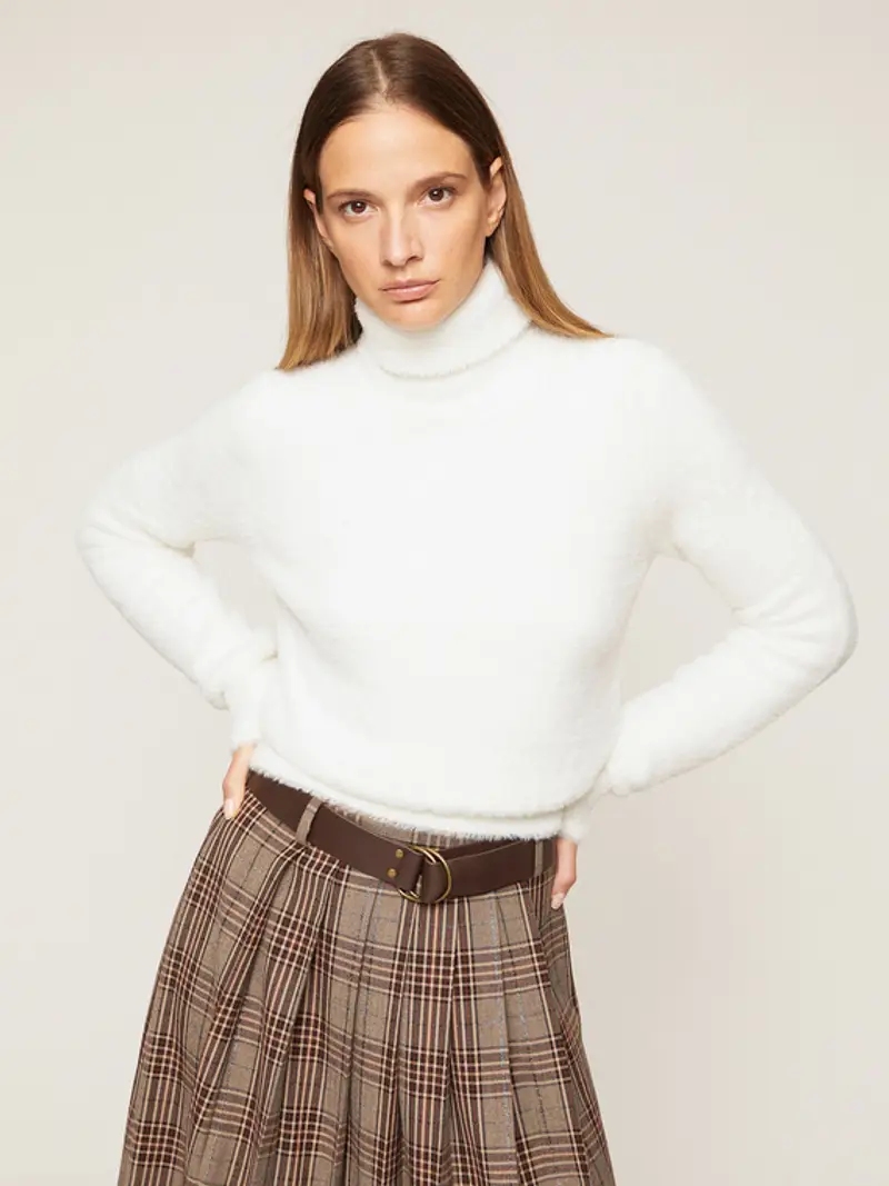 Motivi Maglia dolcevita Donna, Bianco, Taglia S