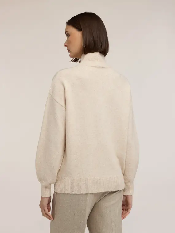 Maglia dolcevita misto lana con strass Donna, Bianco miniatura 2