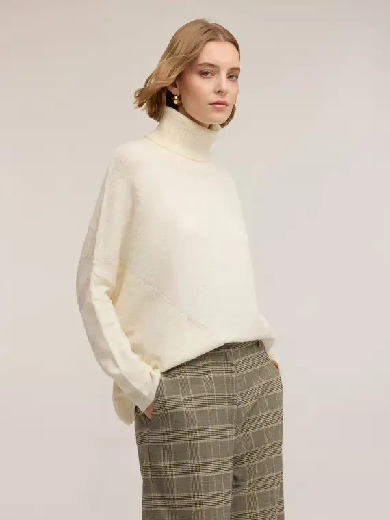 Maglia dolcevita over Donna, Bianco miniatura 3