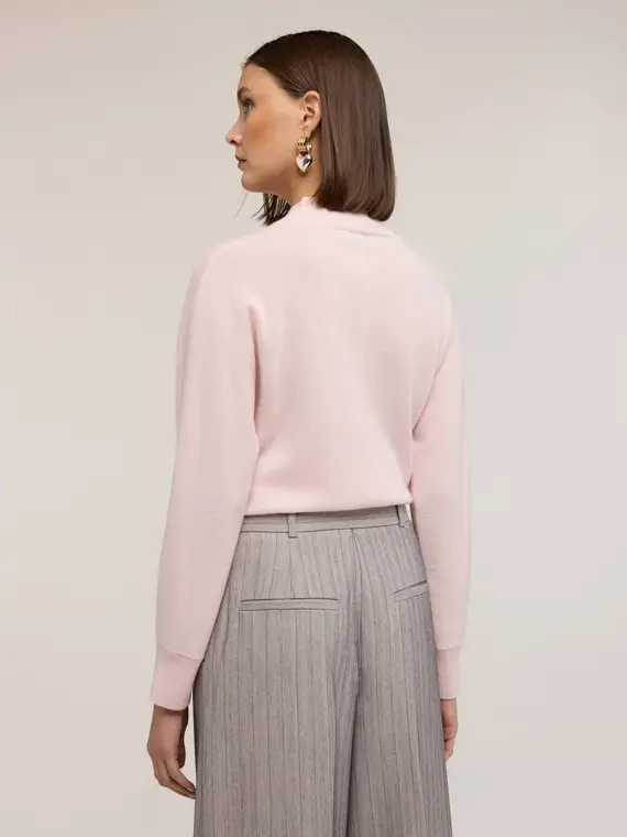 Maglia girocollo in cachemire con ajouré Donna, Rosa miniatura 2