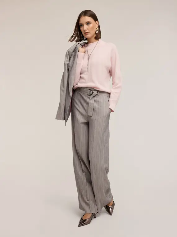 Maglia girocollo in cachemire con ajouré Donna, Rosa