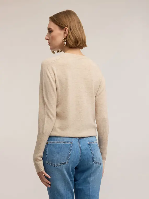 Maglia in misto lana con dettagli gioiello Donna, Beige miniatura 2