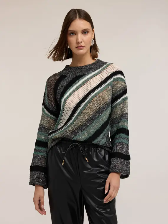 Maglia in mohair con lavorazione ajouré Donna, Grigio miniatura 3