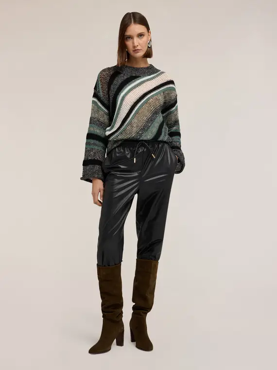 Maglia in mohair con lavorazione ajouré Donna, Grigio