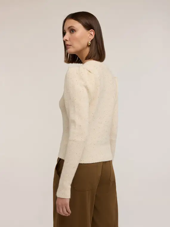 Maglia in mohair con paillettes Donna, Beige miniatura 2