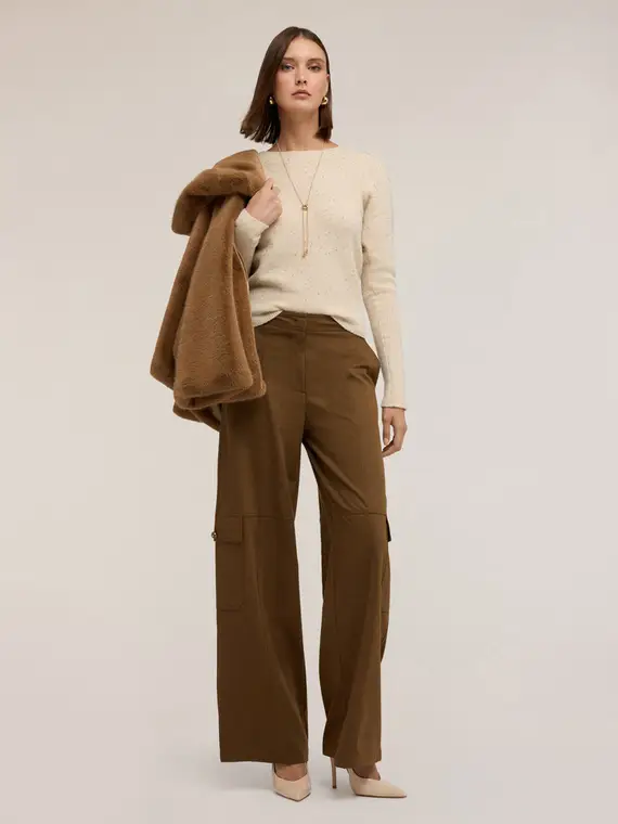 Maglia in mohair con paillettes Donna, Beige miniatura 3