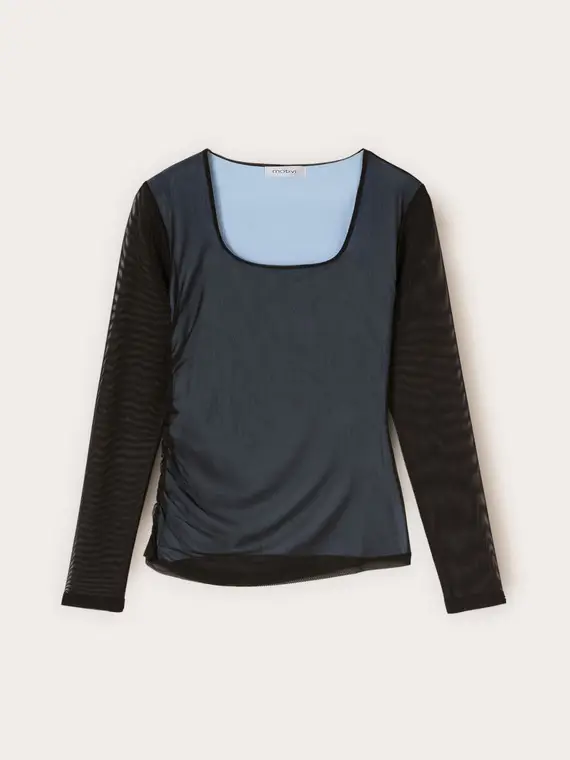 Maglia in tulle e jersey Donna