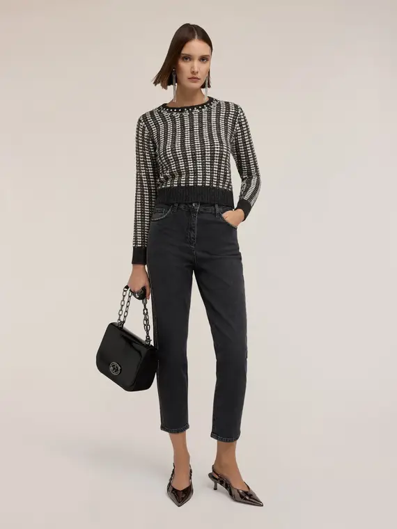 Maglia jacquard con applicazioni Donna miniatura 3