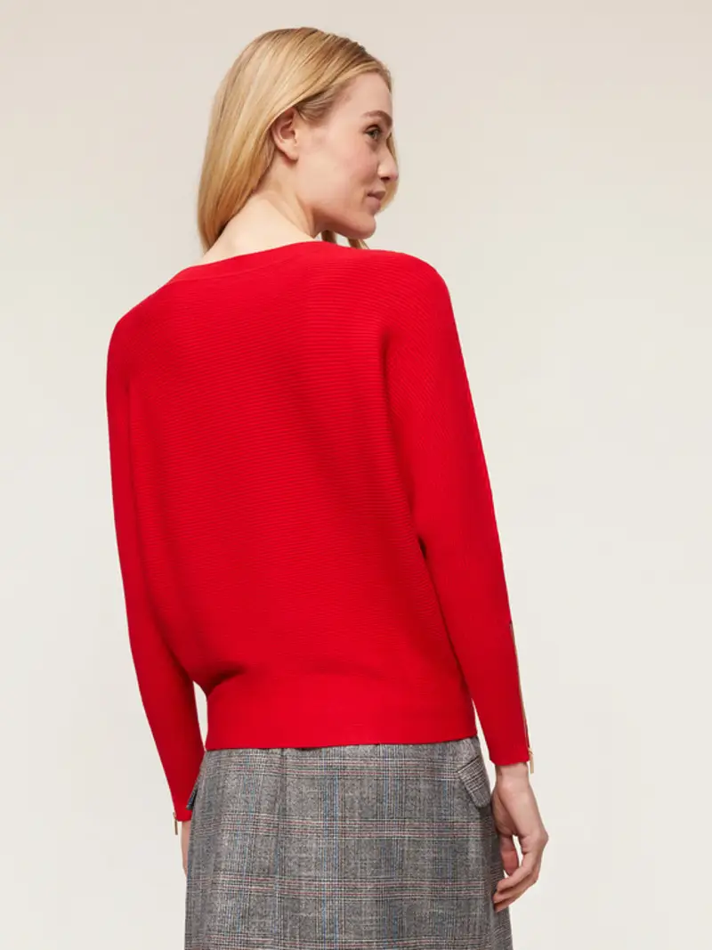 Motivi Maglia kimono a coste motivo zip Donna, Rosso, Taglia M miniatura 2