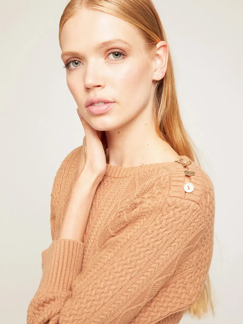 Motivi Maglia lavorata motivo bottoni Donna, Beige, Taglia S miniatura 2