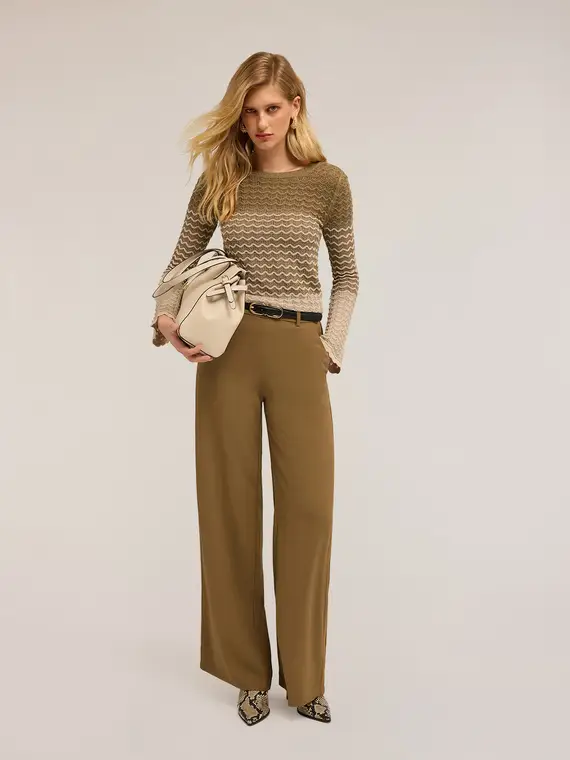 Maglia lavorazione chevron degradé Donna, Beige