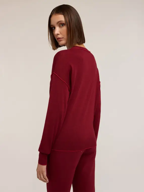 Maglia misto seta Donna, Bordeaux miniatura 2