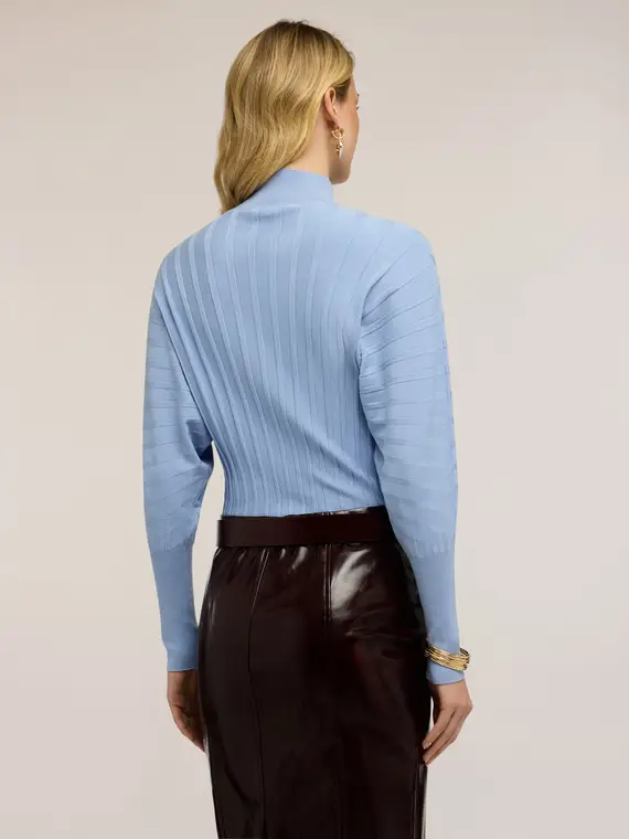 Maglia over a costa piatta Donna, Azzurro miniatura 2