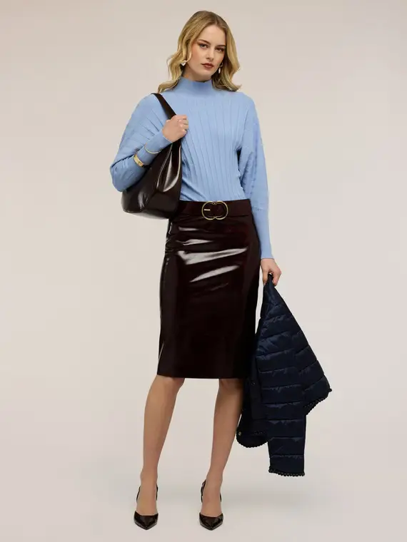 Maglia over a costa piatta Donna, Azzurro miniatura 3