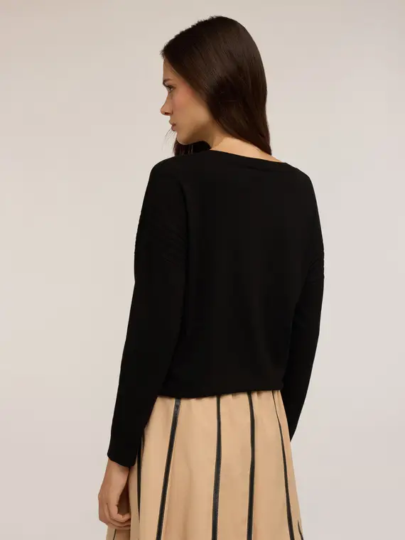 Maglia over in viscosa Donna, Nero miniatura 2