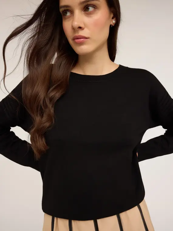 Maglia over in viscosa Donna, Nero