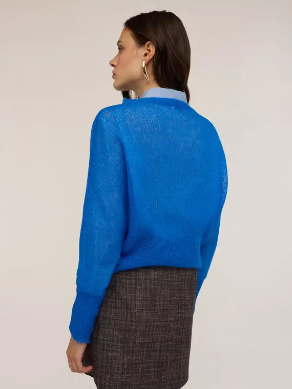 Maglia over misto mohair Donna, Bluette miniatura 2