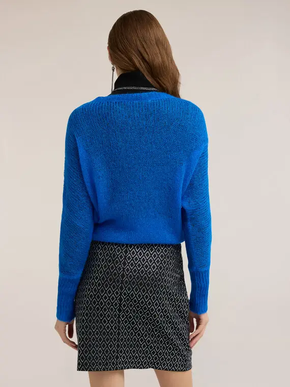Maglia over misto mohair Donna, Bluette miniatura 2