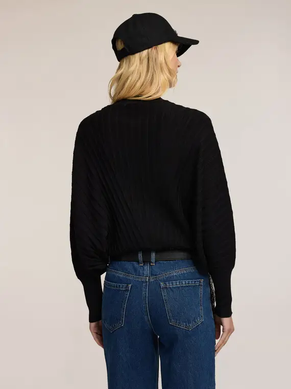 Maglia oversize plissé Donna, Nero miniatura 2