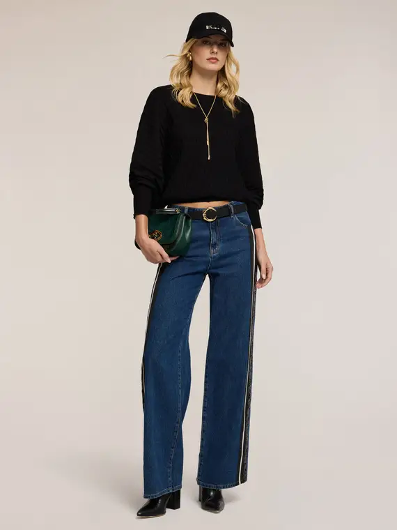 Maglia oversize plissé Donna, Nero miniatura 3