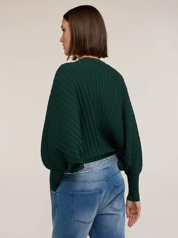 Maglia oversize plissé Donna, Verde miniatura 2