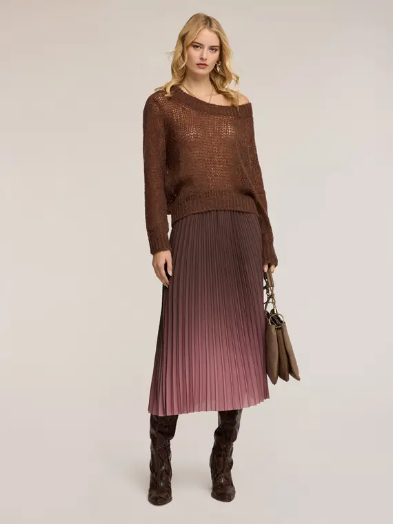 Maglia oversize traforata in mohair Donna, Marrone miniatura 3