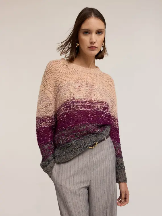 Maglia sfumata in misto mohair Donna, Bordeaux miniatura 3