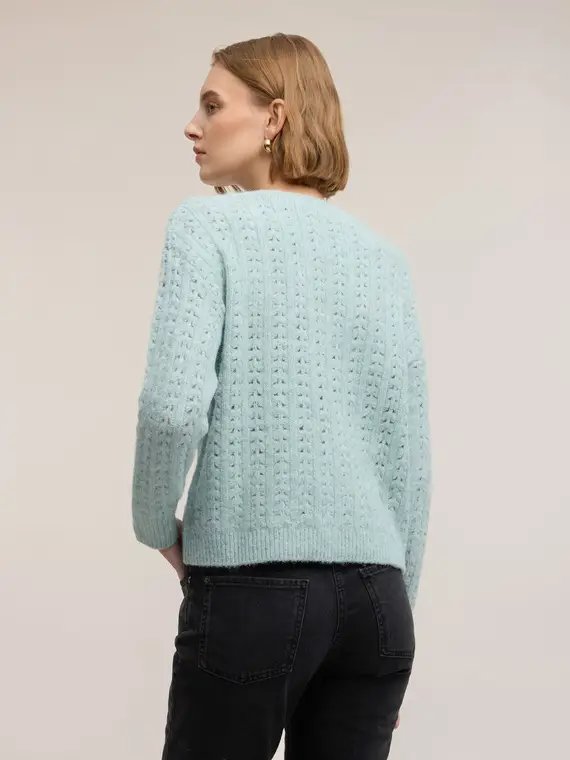 Maglia traforata Donna, Azzurro miniatura 2